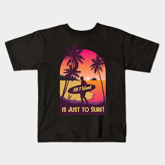 Summer Full Of Surfing Kids T-Shirt by ZiaZiaShop